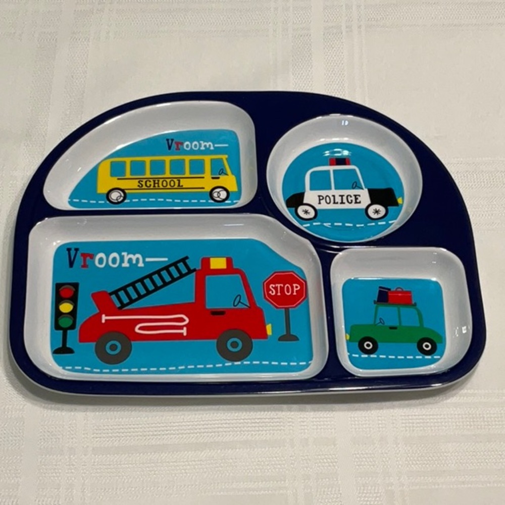 Child’s Plastic Compartment Plate Four Sections - Picture 1 of 4